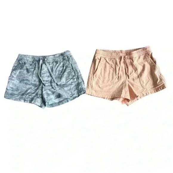 ATHLETA Bundle FARALLON Gray & Pink Tie Dye Pull on Drawstring Waist Shorts - Picture 1 of 9